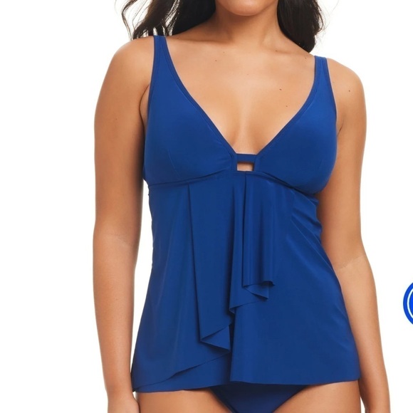 NWT Beyond Control V Neck Tankini Swim Top Size 12 - Picture 1 of 5